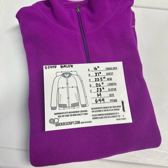 Eddie Bauer | Purple Half Zip Up Sweater | Purple | M - Picture 8 of 8